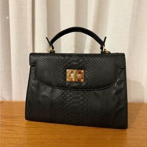Python leather Top-Handle bag with Gold Hardware made in Italy